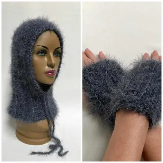 Set passamontagna e guanti pelliccia