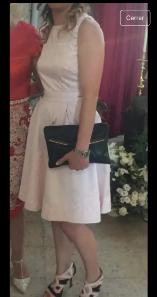 Vestido de raso color rosa  talla S