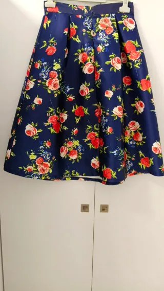 Falda fiesta Simona Blu floral