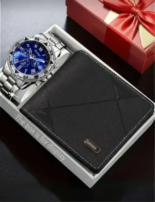 Reloj hombre plateado y azul