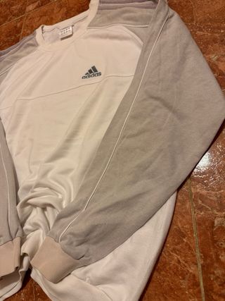 Sudadera Adidas Vintage Blanca y Gris