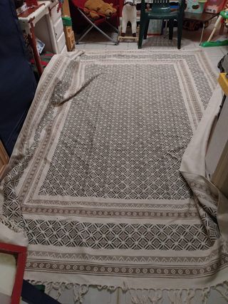 Tappeto in cotone con design etnico beige/marrone