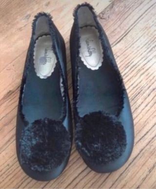 Bailarinas raso pompón negro T.40