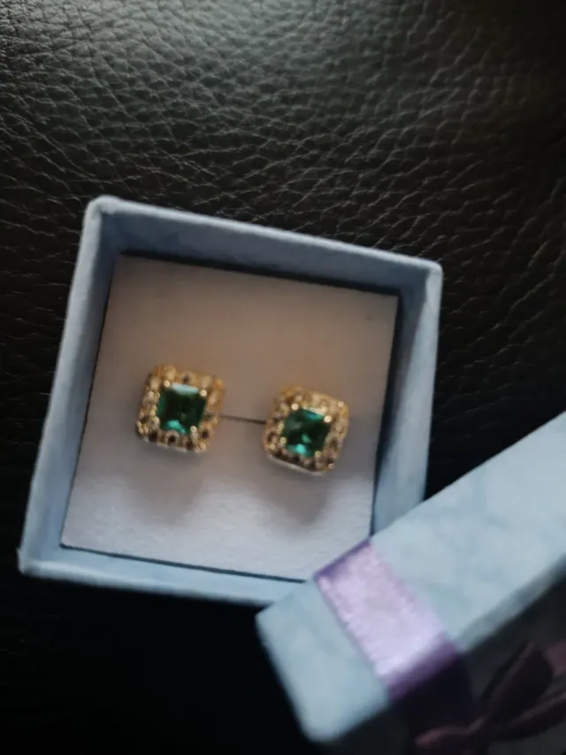 Pendientes Cuadrados Oro y Verde