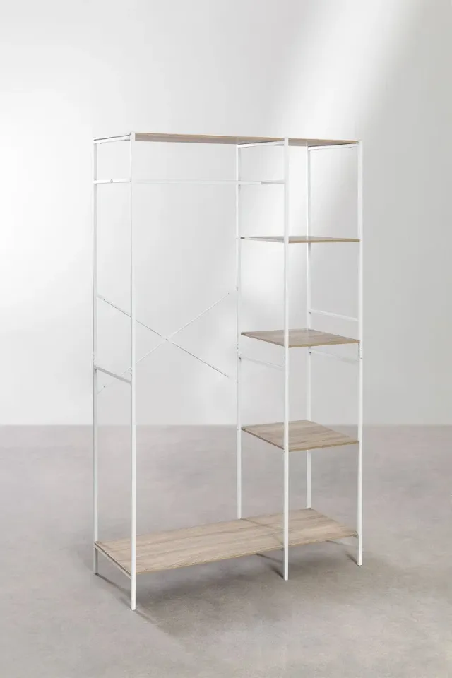 Armario abierto Baxter – madera y metal, blanco