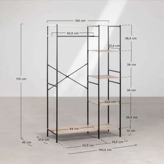 Armario abierto Baxter – madera y metal, blanco
