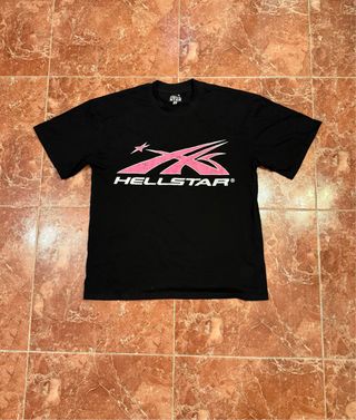 Camiseta Hellstar Negra Estampado Rosa