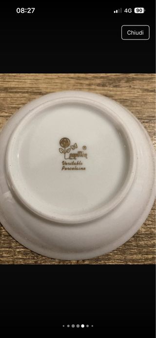 Set 12 piattini porcellana farfalle oro