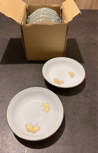 Set 12 piattini porcellana farfalle oro