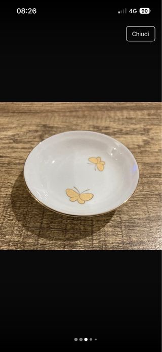 Set 12 piattini porcellana farfalle oro