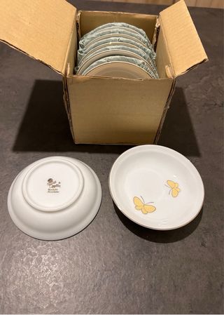 Set 12 piattini porcellana farfalle oro