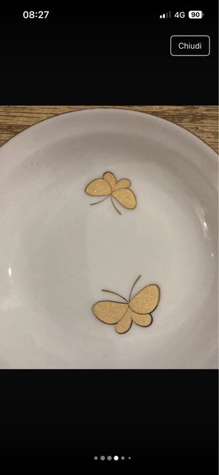 Set 12 piattini porcellana farfalle oro
