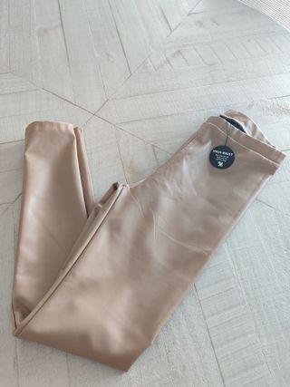 Leggings polipiel beige tiro alto Talla S