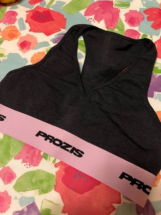 Sujetador deportivo Prozis negro y rosa talla M