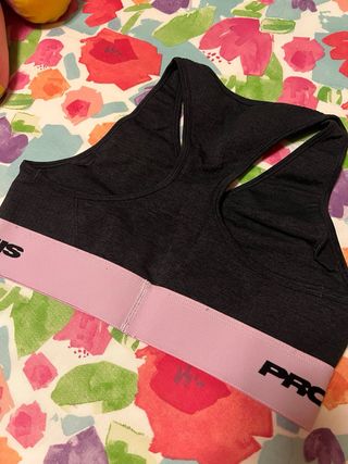 Sujetador deportivo Prozis negro y rosa talla M