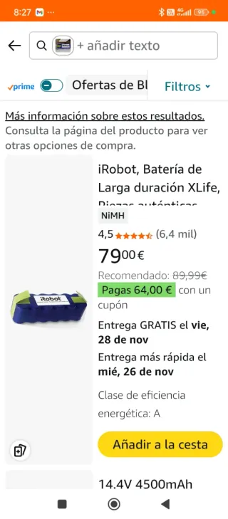 Batería iRobot Roomba 14.4V
