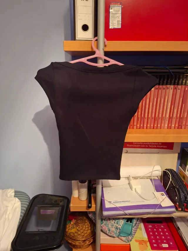 Top Zara scollo Bardot nero