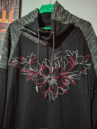 Vestido Negro Talla 2XL con Flores