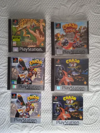 Lote 4 Juegos PS1: Tarzán, Crash 2, Warped, Bash