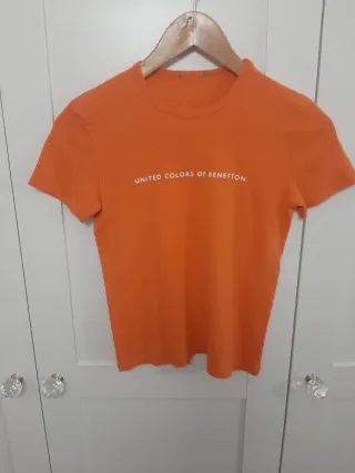 Camiseta algodon Benetton naranja talla M