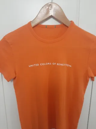 Camiseta algodon Benetton naranja talla M