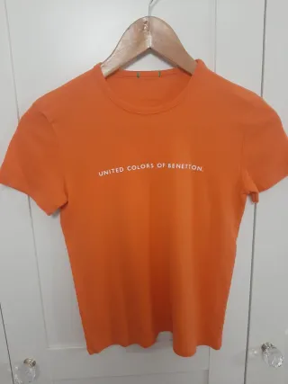 Camiseta algodon Benetton naranja talla M