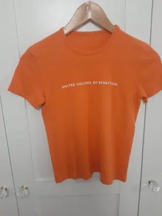 Camiseta algodon Benetton naranja talla M