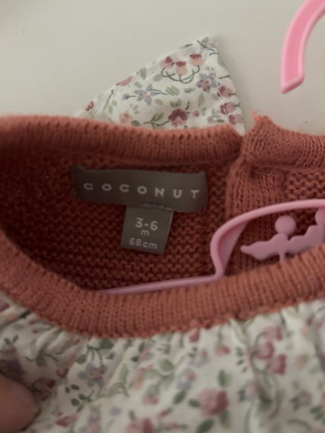 Conjunto vestido, braguita y gorro niña