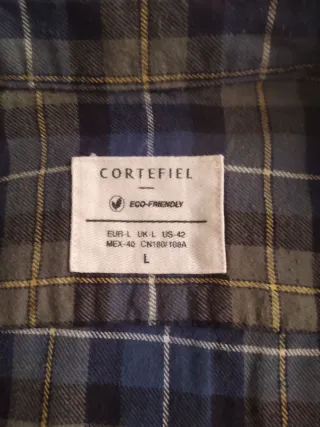 Camisa Cortefiel cuadros azul y verde Talla L
