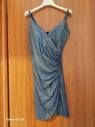 Vestito glitter blu e argento