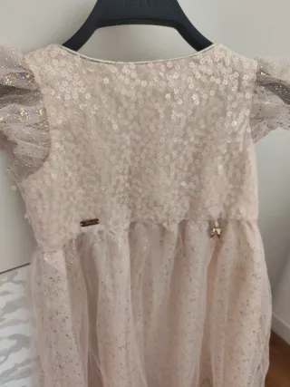Vestido fiesta Disney dorado talla 9-10 y 3-4