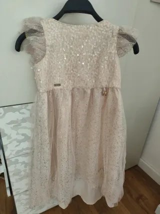 Vestido fiesta Disney dorado talla 9-10 y 3-4