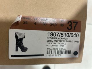 Botas Zara Talla 37 Negras Tacón Plataforma.