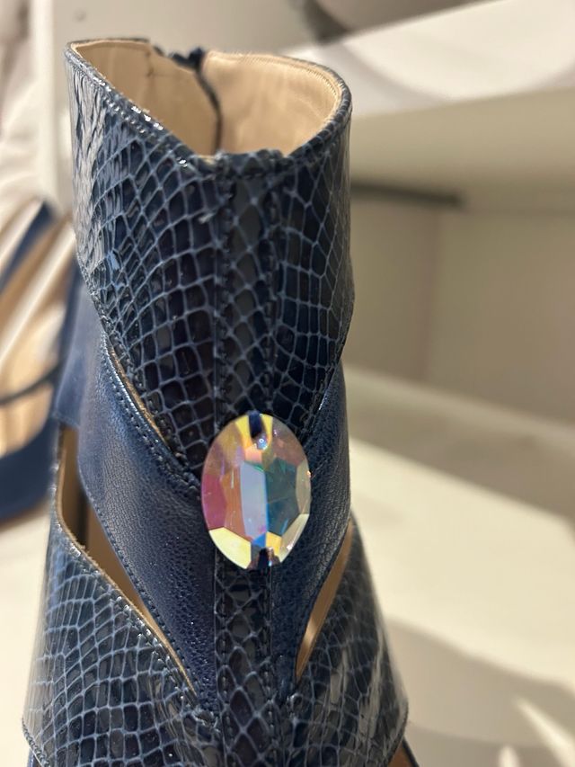 Sandalias botín piel fiesta con Svarowski