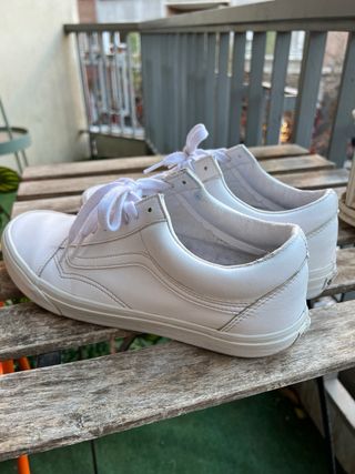 Vans old skool Cuero Blancas Talla 44w