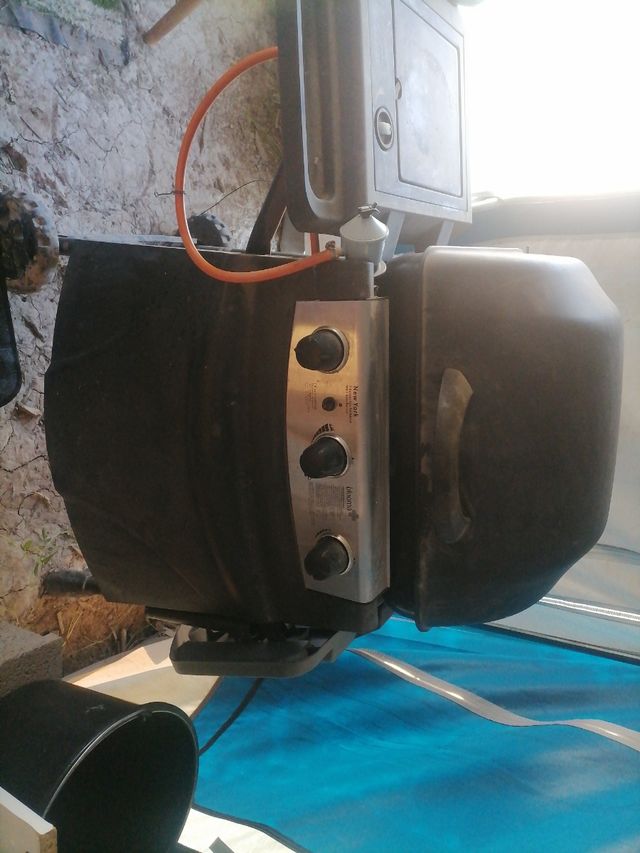 Barbacoa de gas negra y plateada