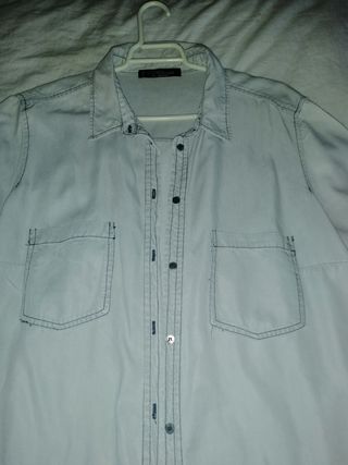 Camisa Violeta by Mango Azul muy claro