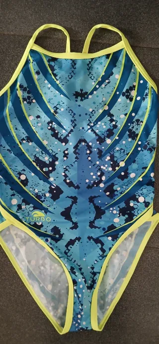 Bañador mujer natación Turbo azul/verde