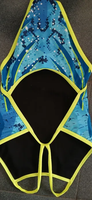 Bañador mujer natación Turbo azul/verde