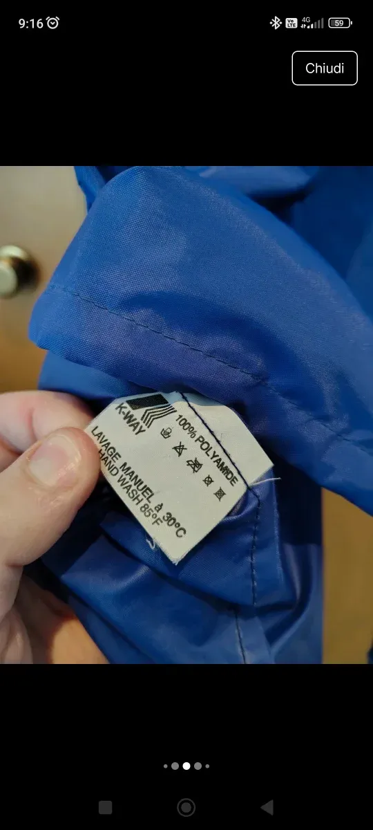 Giacca K-Way antivento e pioggia blu