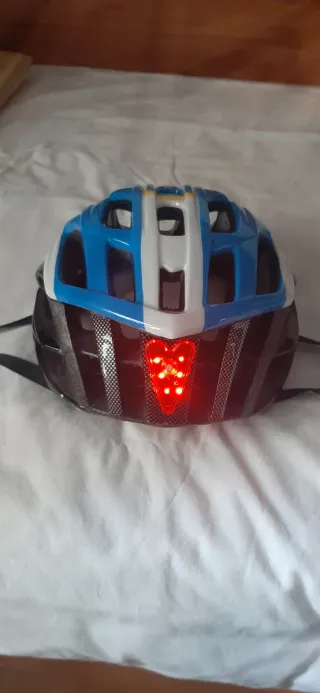 Casco Bicicleta Azul/Blanco/Amarillo/Con luz