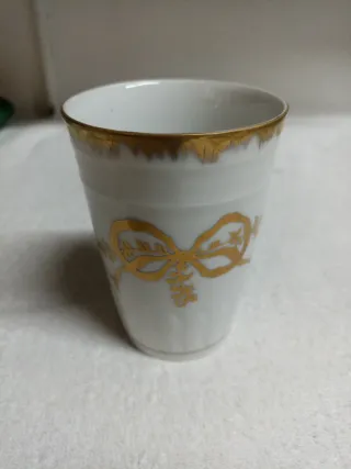 Bicchiere porcellana bianco decoro oro