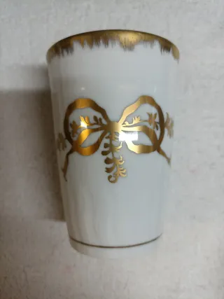 Bicchiere porcellana bianco decoro oro