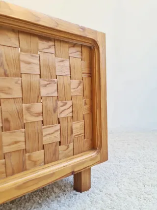 Cajon / Macetero de pino melis. Vintage, 70s.