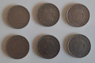 Lote 6 monedas Franco 1957