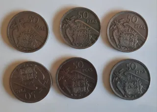 Lote 6 monedas Franco 1957