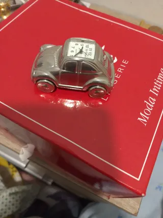 Mini reloj coche plata