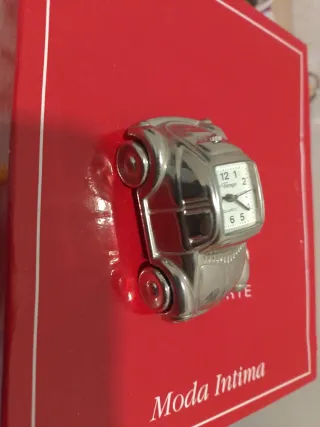 Mini reloj coche plata