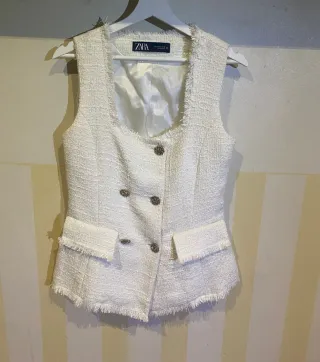 Chaleco Blazer Zara Blanco Talla S