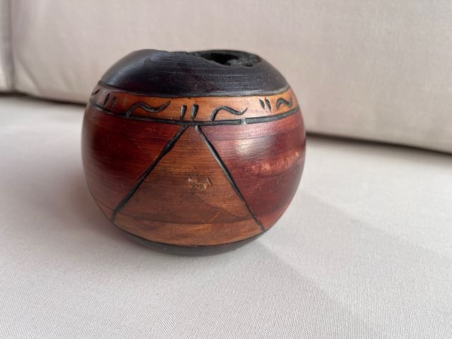 Antico portacandele sferico in legno Texas Ebony